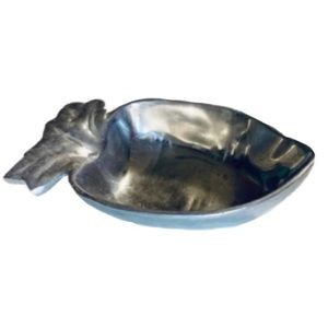 Vintage Farmhouse Pewter Easter Carrot Candy Bowl Dish